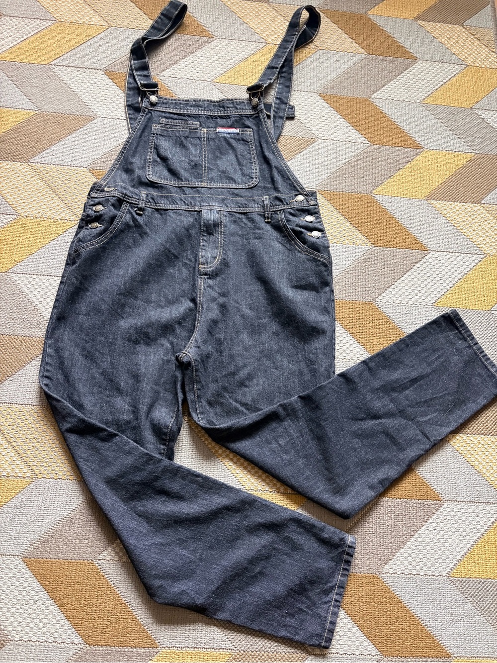 Vintage Black Denim Overalls Loose Fit Streetwear Jean Jumpsuit Plus Size 4XL